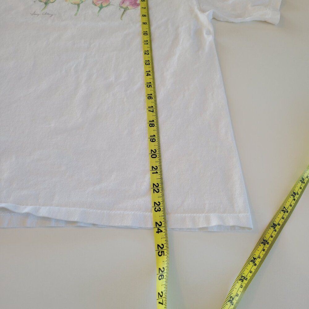 Vintage Anvil White T Shirt Womens Size Medium Made in USA Roses Single Stitch - Picture 10 of 14